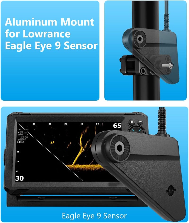 JSAHAH Aluminum Mount for Lowrance Eagle Eye 9 Sensor - Compatible with Various Rod, Easy Installation - Aluminum Alloy Material - Sturdy and Durable - Image 2